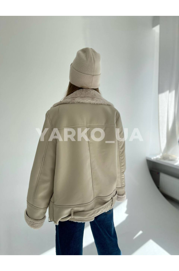 Дублянка для дівчат на зиму 299 з штучним хутром молочна Aviator 164(р)