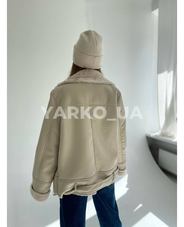 Дублянка для дівчат на зиму 299 з штучним хутром молочна Aviator 164(р)