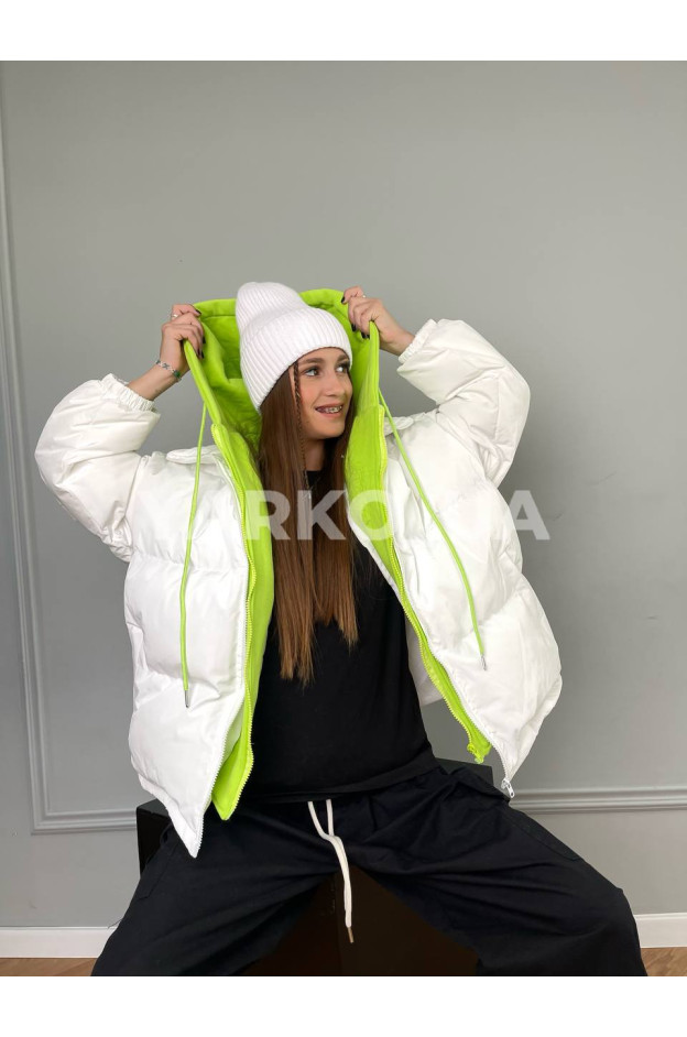 Куртка-пуффер для дівчат на зиму 87995 з синтепону обманка oversize(р)