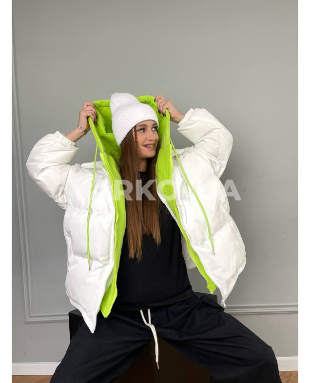 Куртка-пуффер для дівчат на зиму 87995 з синтепону обманка oversize(р)
