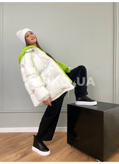Куртка-пуффер для дівчат на зиму 87995 з синтепону обманка oversize(р)