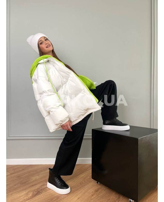 Куртка-пуффер для дівчат на зиму 87995 з синтепону обманка oversize(р)