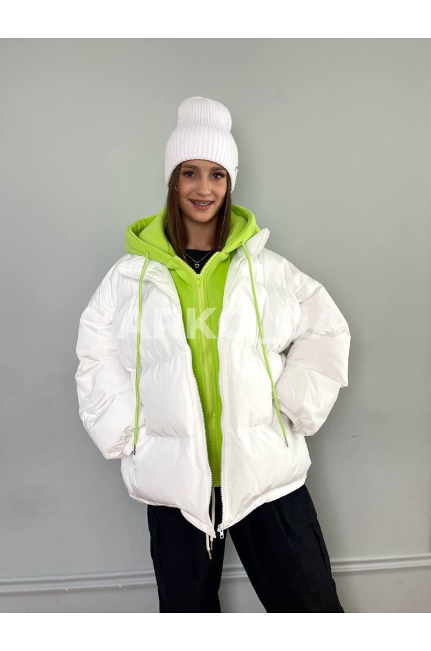 Куртка-пуффер для дівчат на зиму 87995 з синтепону обманка oversize(р)