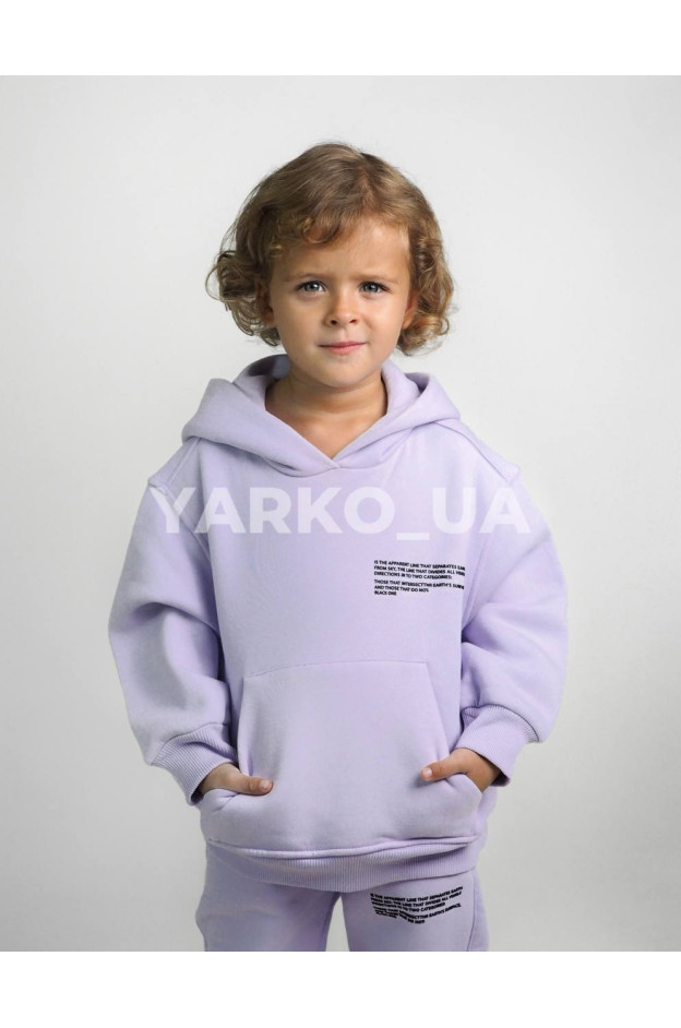 Костюм спортивний для дівчат на зиму BK003 з котону з флісом ліловий Pangaia 92(р)