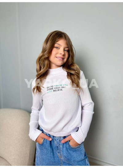 Лонгслів для дівчат весна/осінь 5009 з котону білий WAY 140(р)