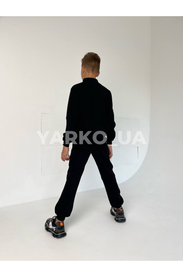 Костюм спортивний для хлопців на зиму 9001 з котону з флісом чорний Fraye на блискавці 110(р)