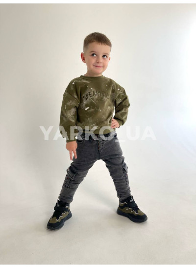 Джинси для хлопчиків на зиму 1566 з котону з велсофтом темний сірий бокові кишені 116(р)