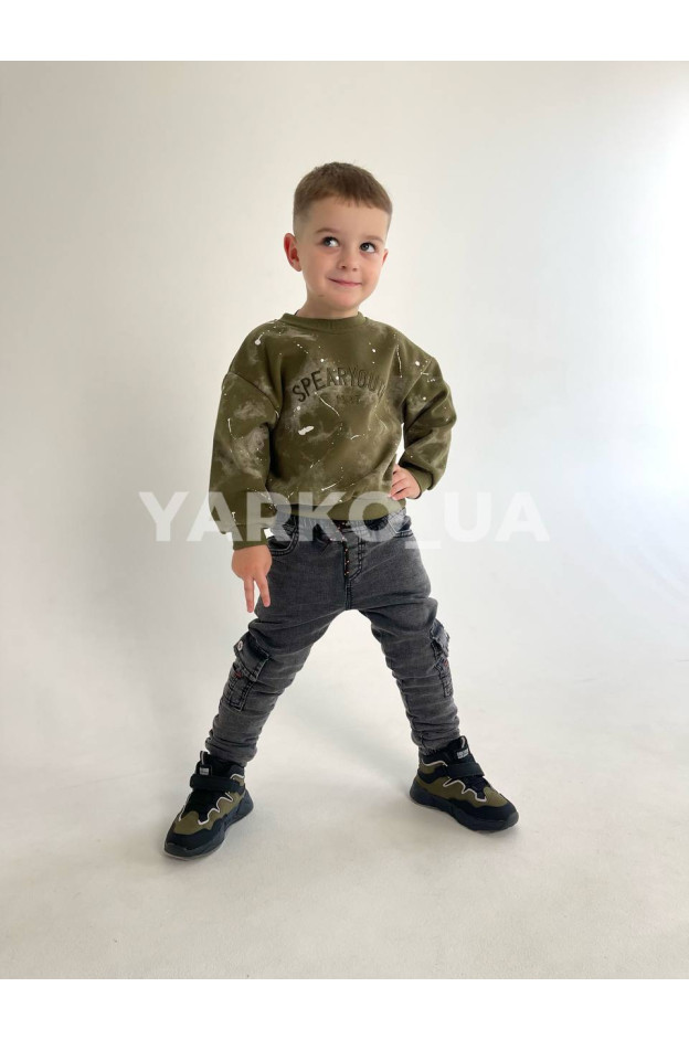 Джинси для хлопчиків на зиму 1566 з котону з велсофтом темний сірий бокові кишені 122(р)