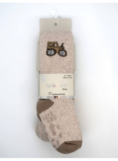 Колготи Katamino зима для хлопчиків K35096 махра транспорт беж 18-24(р) 