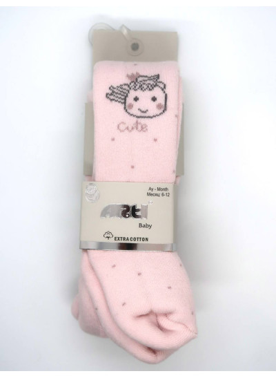 Колготи ARTI для дівчат на зиму 350168 махра рожевий cute 6-12(р)