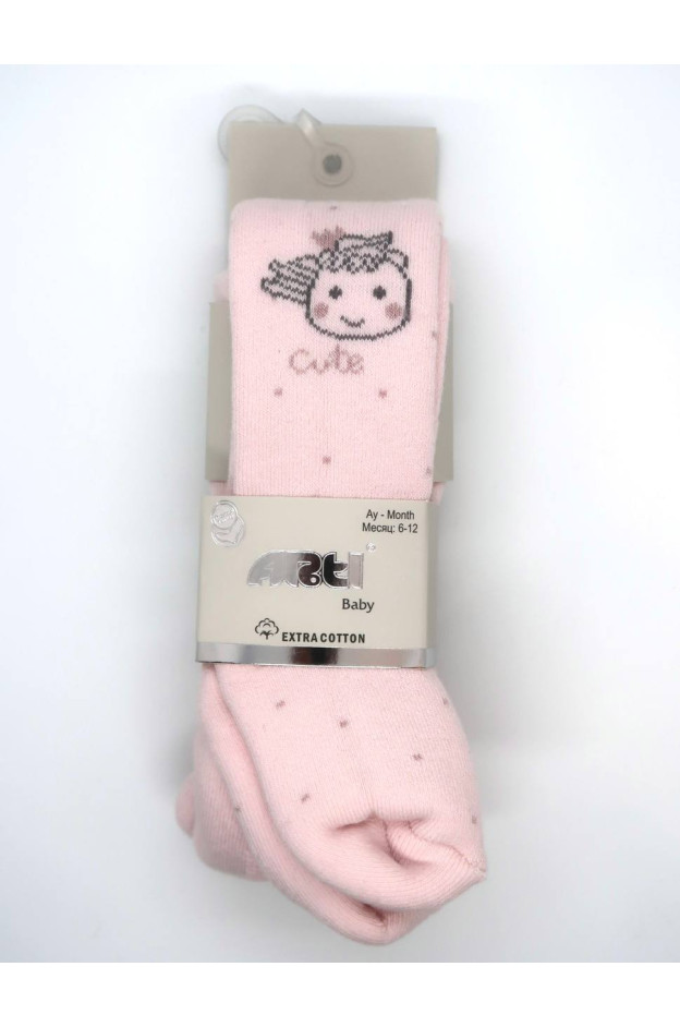 Колготи ARTI для дівчат на зиму 350168 махра рожевий cute 6-12(р)