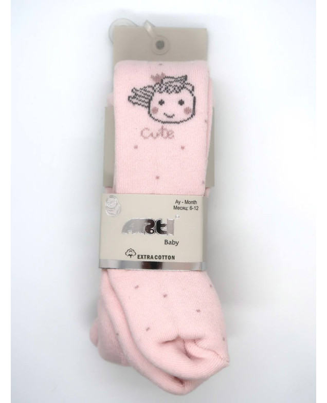 Колготи ARTI для дівчат на зиму 350168 махра рожевий cute 6-12(р)