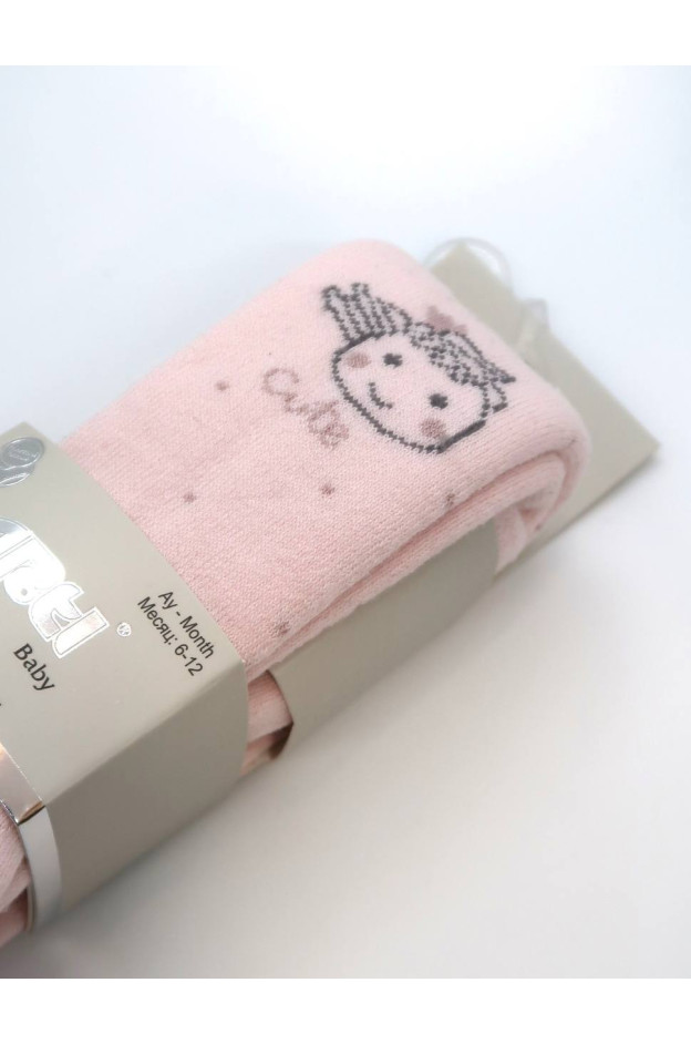 Колготи ARTI для дівчат на зиму 350168 махра рожевий cute 6-12(р)