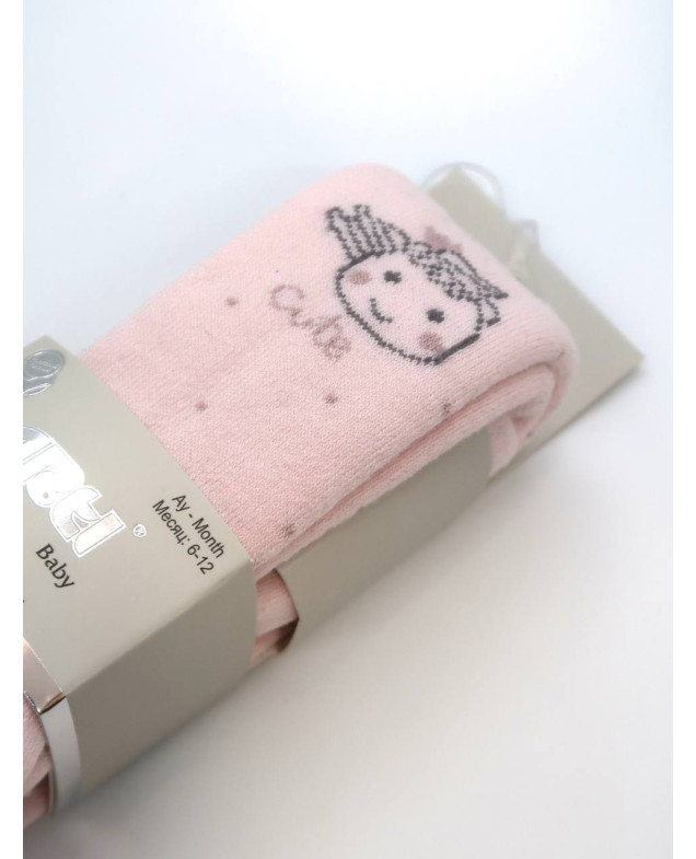 Колготи ARTI для дівчат на зиму 350168 махра рожевий cute 6-12(р)