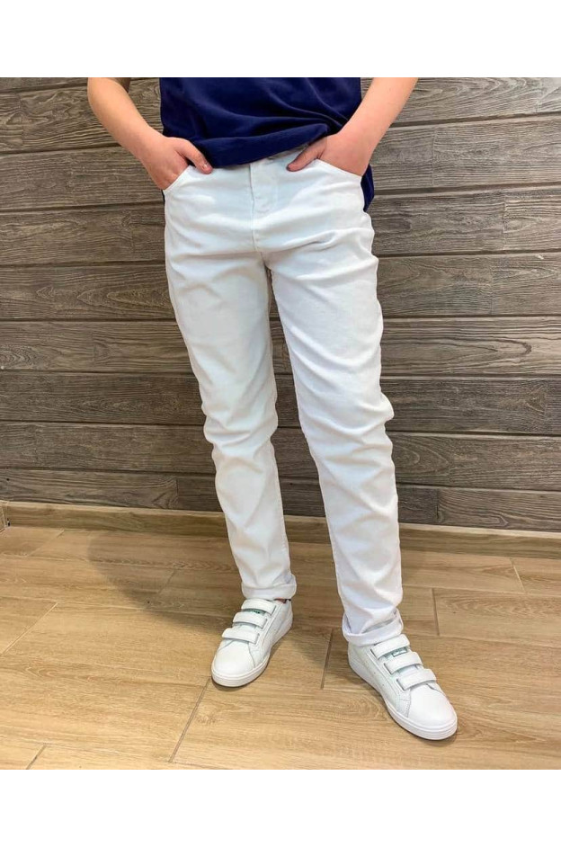 Джинси для хлопчика або дівчинки весна/осінь 2-381 котон МОМ Denimwear білі 116(р)