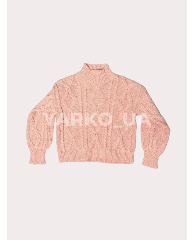 Светр Fanny look для дівчинки на зиму 1107 в'язка пудра ромбики 4(р)