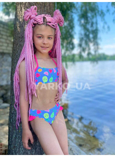 Купальник Look-Fashion літо для дівчаток N519 фруктики блакитний 104(28)(р)