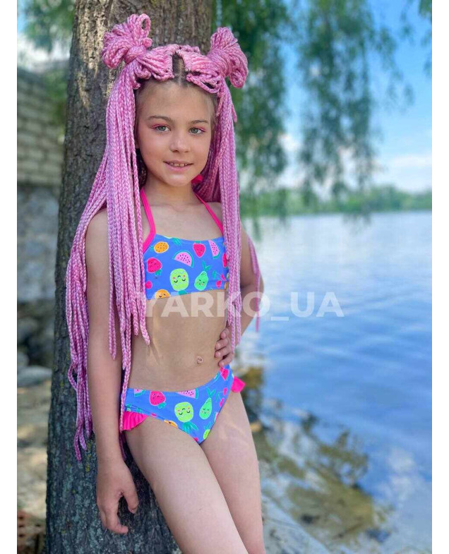 Купальник Look-Fashion літо для дівчаток N519 фруктики блакитний 104(28)(р)
