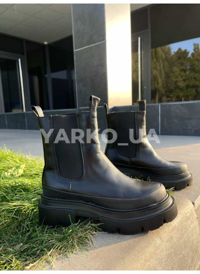 Челсі для дівчат весна/осінь K-1-1155 обод чорні з натуральної шкіри з байкою 36(р)