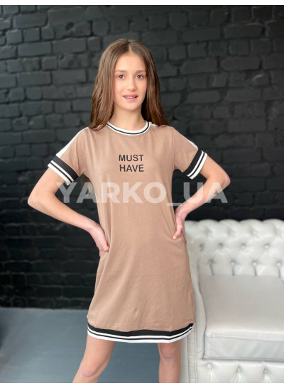 Сукня DOMINIK  літо для дівчаток 5034 котон MUST HAVE мокко 146(р) 