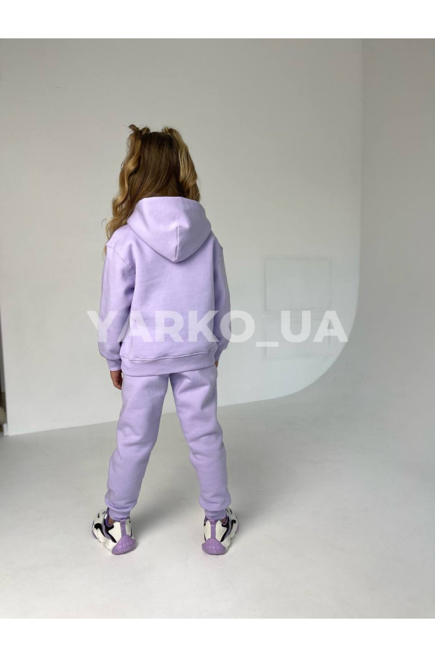 Костюм спортивний для дівчат на зиму BK003 з котону з флісом ліловий Pangaia 104(р)