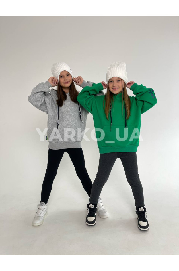 Лосини для дівчат на зиму 38355 з котону з штучним хутром сірі select 160(р)