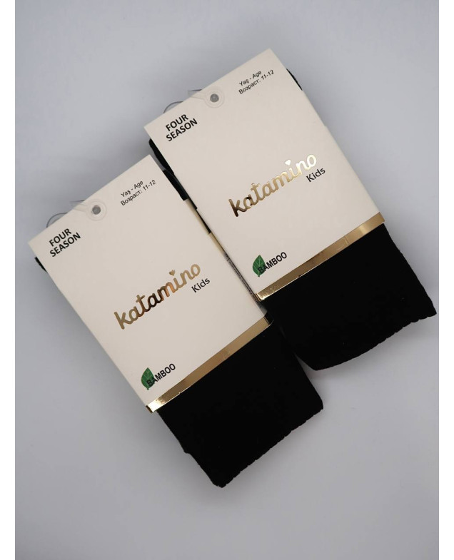 Колготи Katamino для дівчат весна/осінь K30208 віскоза чорний бамбук 13-14(р)