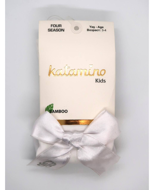 Колготи Katamino весна-осінь для дівчаток K32280 котон бант з літерою "B" білий 3-4(р) 