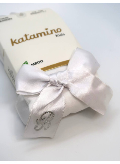Колготи Katamino весна-осінь для дівчаток K32280 котон бант з літерою "B" білий 3-4(р) 