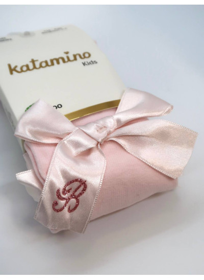 Колготи Katamino весна-осінь для дівчаток K32280 котон бант з літерою "B" рожевий 3-4(р) 