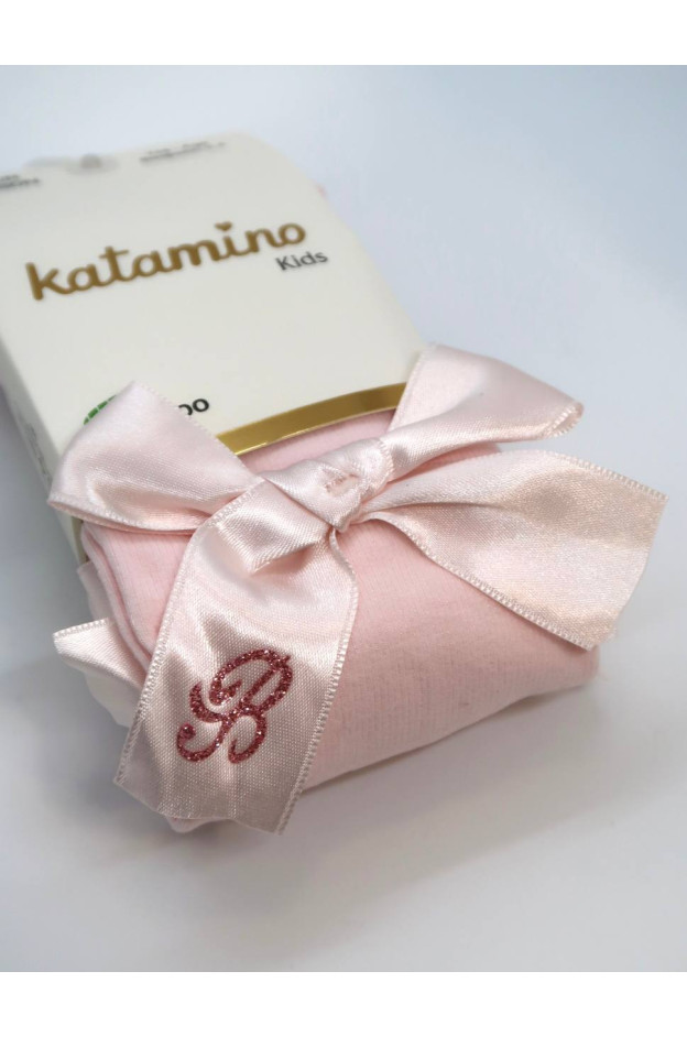 Колготи Katamino весна-осінь для дівчаток K32280 котон бант з літерою "B" рожевий 3-4(р) 