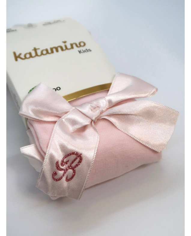 Колготи Katamino весна-осінь для дівчаток K32280 котон бант з літерою "B" рожевий 3-4(р) 