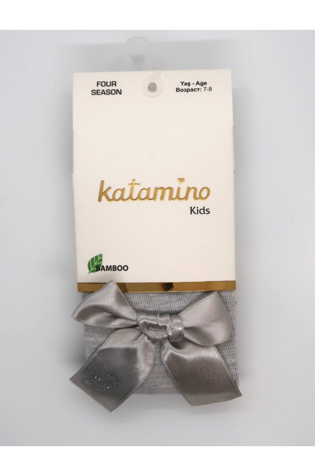 Колготи Katamino весна-осінь для дівчаток K32280 котон бант з літерою "B" сірий 7-8(р) 