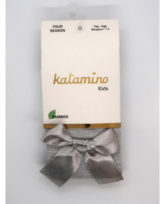 Колготи Katamino весна-осінь для дівчаток K32280 котон бант з літерою "B" сірий 7-8(р) 