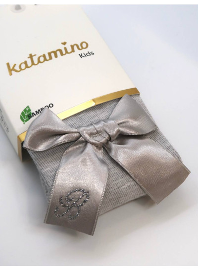 Колготи Katamino весна-осінь для дівчаток K32280 котон бант з літерою "B" сірий 7-8(р) 
