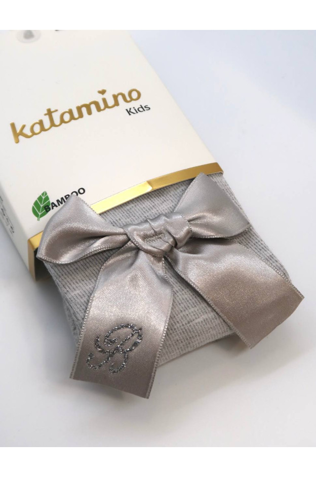 Колготи Katamino весна-осінь для дівчаток K32280 котон бант з літерою "B" сірий 7-8(р) 