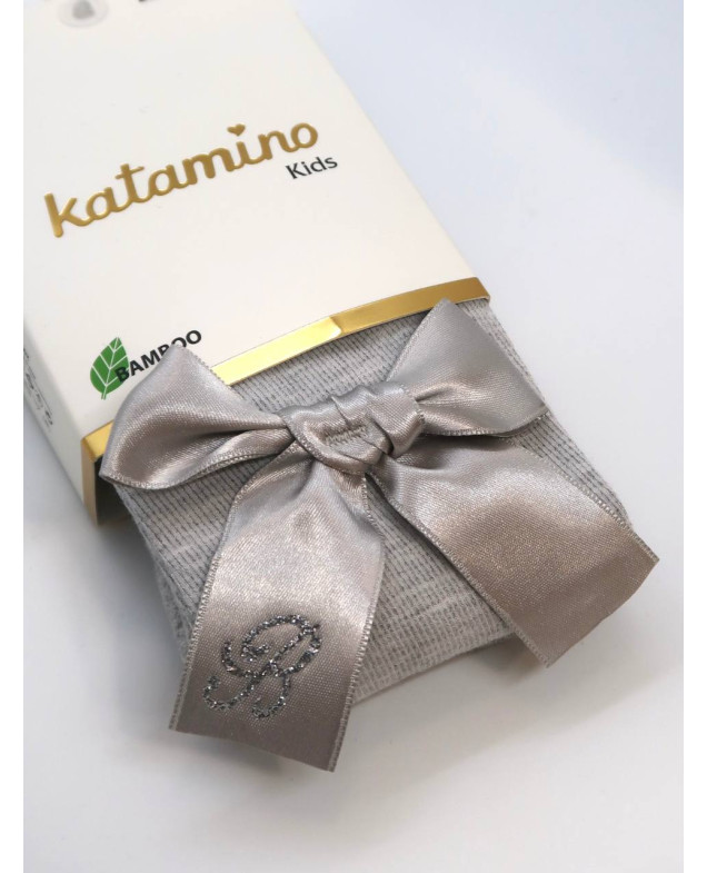 Колготи Katamino весна-осінь для дівчаток K32280 котон бант з літерою "B" сірий 7-8(р) 