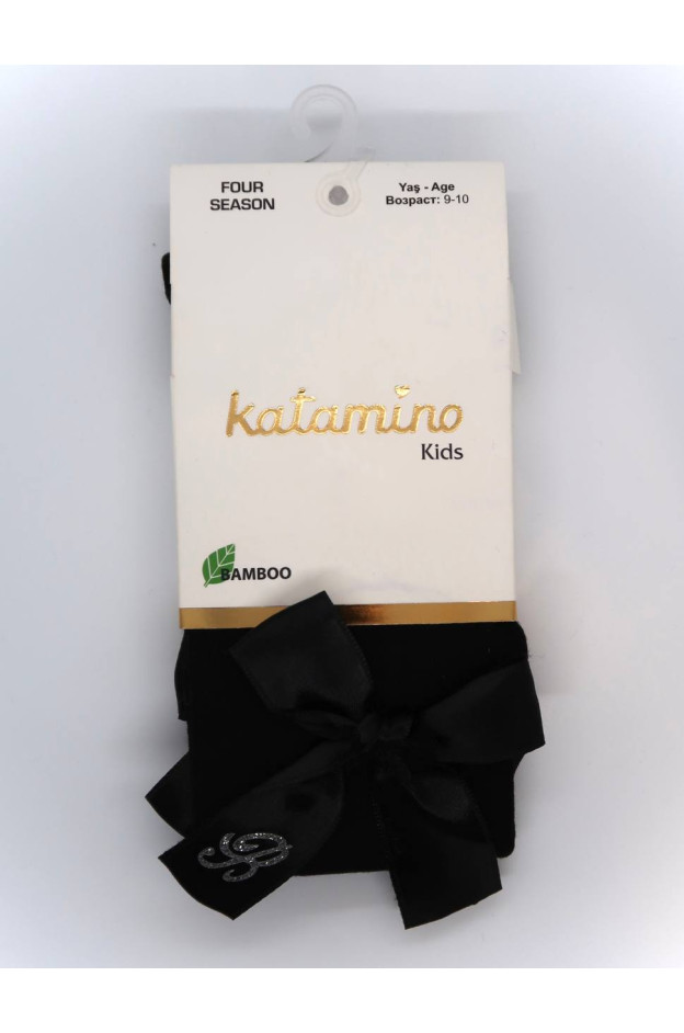Колготи Katamino весна-осінь для дівчаток K32280 котон бант з літерою "B" чорний 9-10(р) 