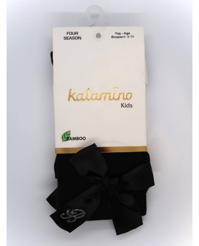 Колготи Katamino весна-осінь для дівчаток K32280 котон бант з літерою "B" чорний 9-10(р) 
