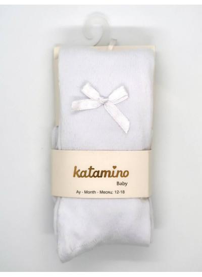 Колготи Katamino весна-осінь для дівчаток K31044 котон бантик mini білий 12-18(р) 