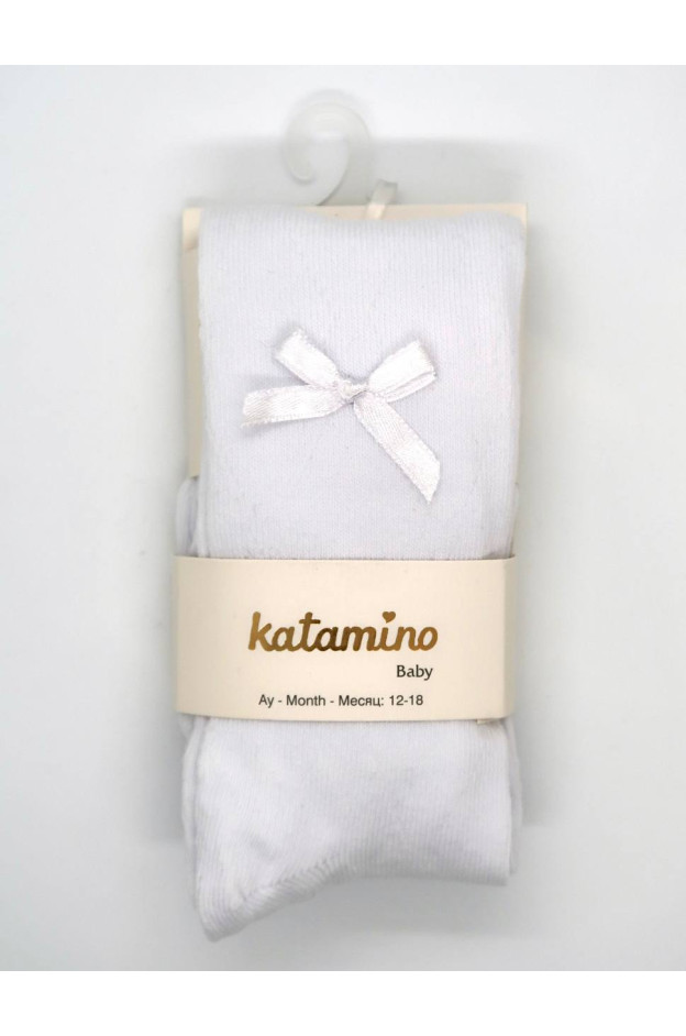 Колготи Katamino весна-осінь для дівчаток K31044 котон бантик mini білий 12-18(р) 