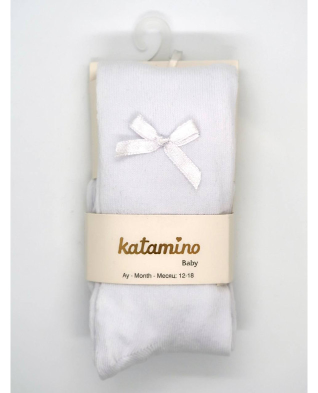 Колготи Katamino весна-осінь для дівчаток K31044 котон бантик mini білий 12-18(р) 