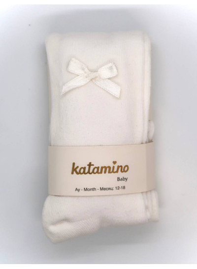 Колготи Katamino весна-осінь для дівчаток K31044 котон бантик mini молочний 0-6(р) 