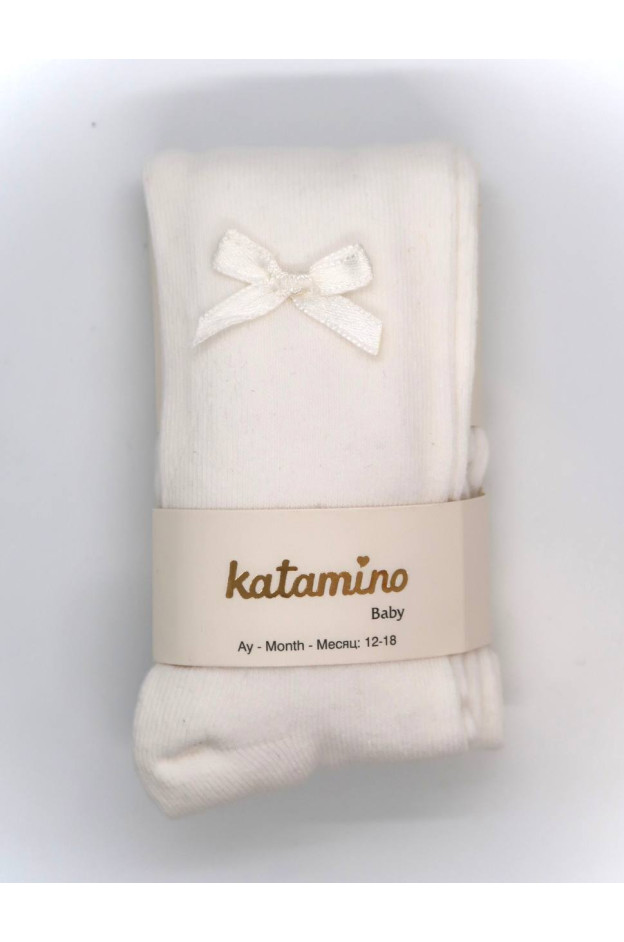Колготи Katamino весна-осінь для дівчаток K31044 котон бантик mini молочний 0-6(р) 