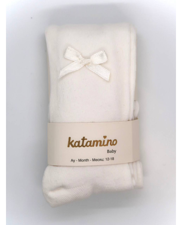 Колготи Katamino весна-осінь для дівчаток K31044 котон бантик mini молочний 0-6(р) 