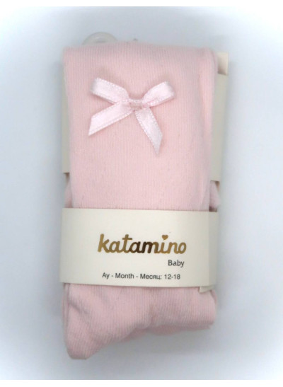 Колготи Katamino весна-осінь для дівчаток K31044 котон бантик mini рожевий 0-6(р)