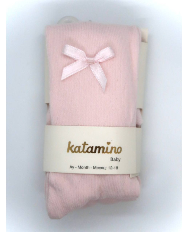 Колготи Katamino весна-осінь для дівчаток K31044 котон бантик mini рожевий 0-6(р)