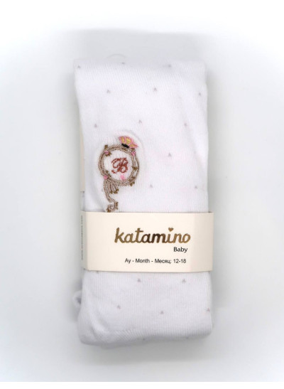 Колготи Katamino весна-осінь для дівчаток K31051 котон літера "B" білий 12-18(р) 