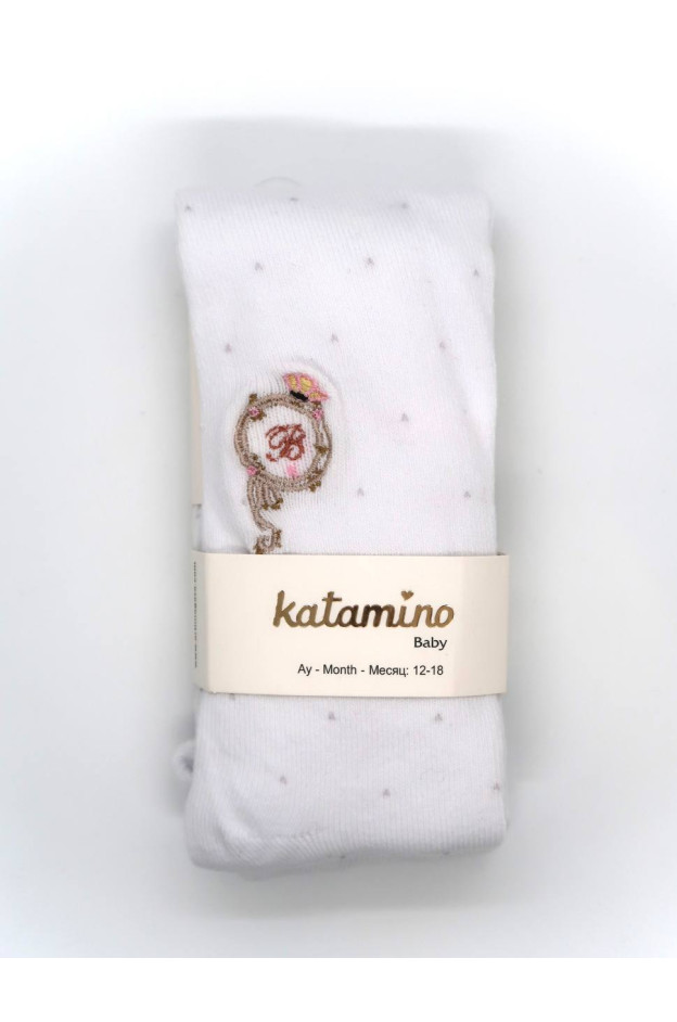 Колготи Katamino весна-осінь для дівчаток K31051 котон літера "B" білий 12-18(р) 