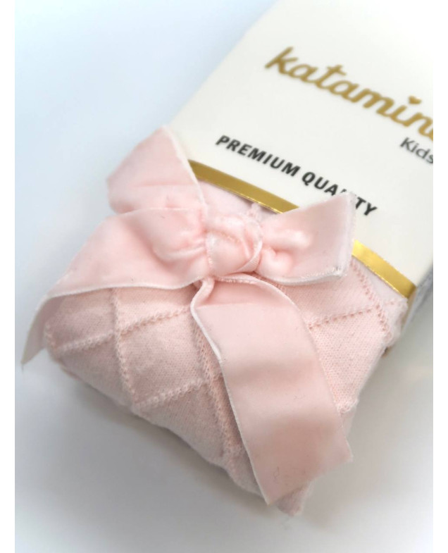 Колготи Katamino для дівчат весна/осінь K32248 котон рожевий бант велюр 3-4(р)